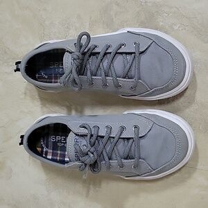 Sperry Top Sider Boys Deckfin Lace Up Sneakers Grey White Size 13M US